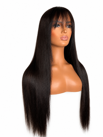 Black Feathered Fringe Wig – 20"