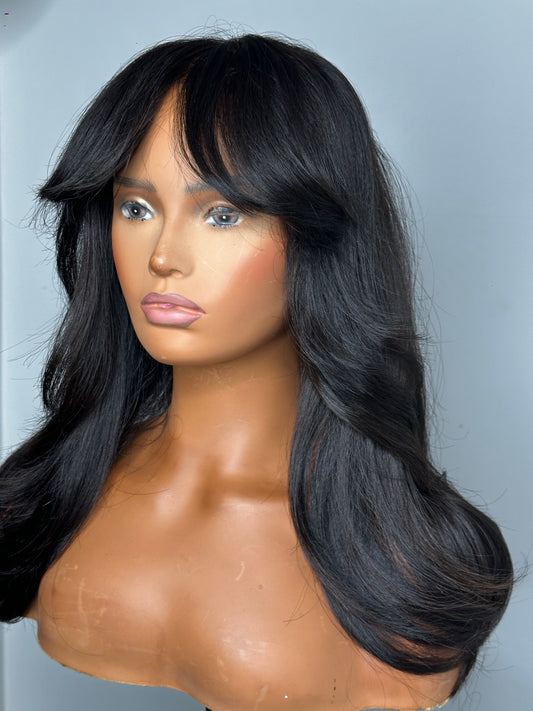 SEA Raw- Black Feathered Fringe Wig – 18”